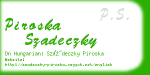 piroska szadeczky business card